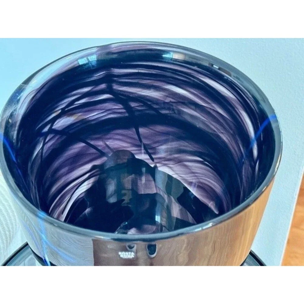 Kosta Boda Glass Vase Indigo Swirl - Swedish Art by Anna Ehrner /dark purple.